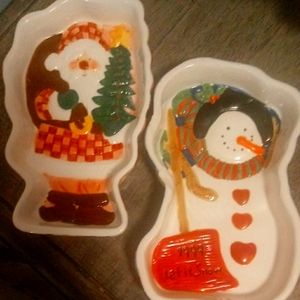 Santa and Snowman Candy Plates